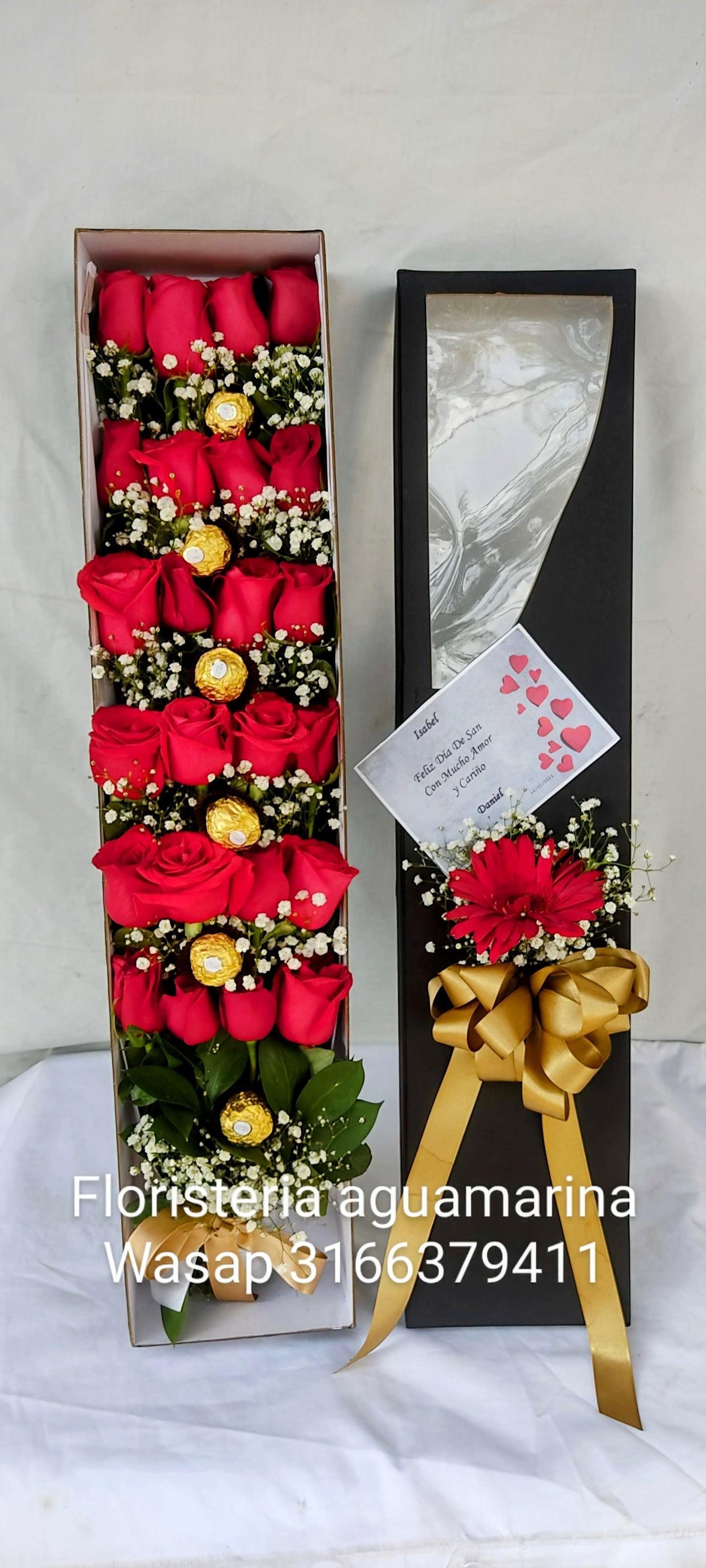 ❤️caja de Rosas con Chocolates🌹